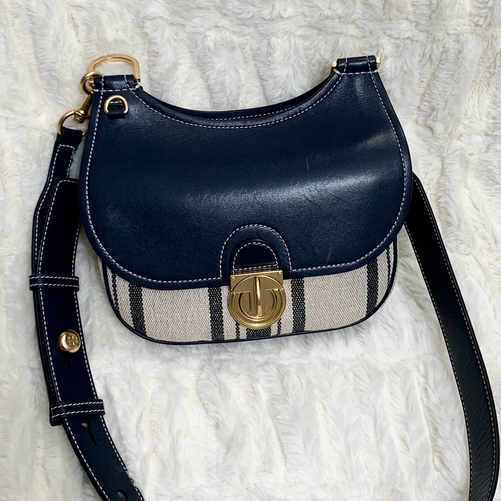 Tory Burch James Awning stripe saddle bag - Picture 9 of 16